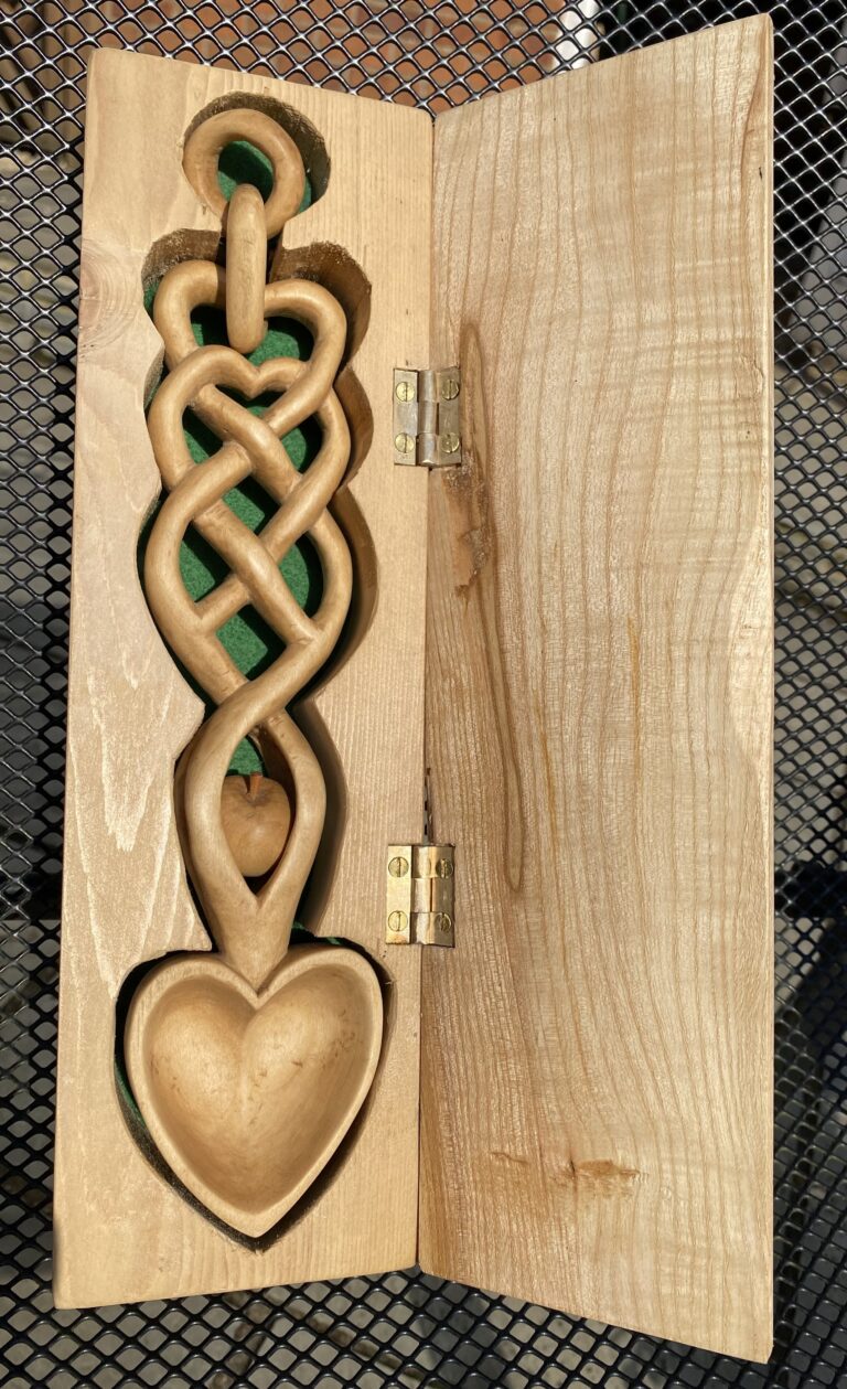 Welsh love spoon in box